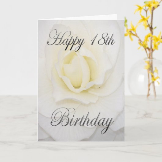 Carte Joyeux 18e anniversaire Fleur blanche (Fleur jaune)