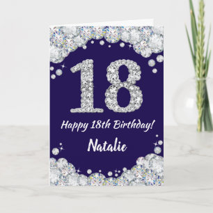 Carte Joyeux 18e anniversaire Marine Bleu et Parties sci