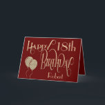 Carte Joyeux 18e anniversaire Nom Bourgogne Or<br><div class="desc">Un design élégant de la typographie stylisée dans des couleurs masculines de la Bourgogne et de l'or pour souhaiter un Happy 18th. Happy Birthday est mis dans une typographie ornée de script en or, et l'âge est dans une police de coordonnées. Personnalisez facilement le nom de votre destinataire et le...</div>