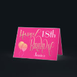 Carte Joyeux 18e anniversaire Nom Ornate Hot Pink Gold<br><div class="desc">Un design élégant couleur féminine de typographie ornée en or et blanc sur un arrière - plan rose chaud pour un 18ème anniversaire bien qu'il soit très polyvalent car vous pouvez facilement personnaliser l'âge à n'importe quel besoin! Joyeux anniversaire est fixé dans un script décoratif, et l'âge est dans une...</div>