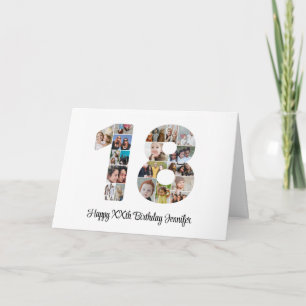 Carte Joyeux 18e anniversaire Numéro 18 Photo personnali