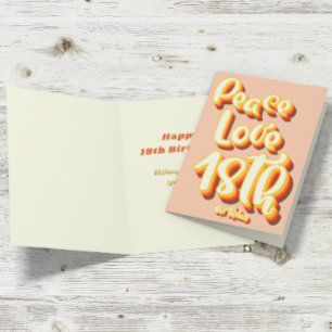 Carte Joyeux 18e Anniversaire Paix Amour Pêche Rétro Gro