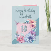 Carte Joyeux 18ème anniversaire nom rose floral (Devant)