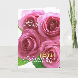 Carte Joyeux 18ème anniversaire, roses roses roses