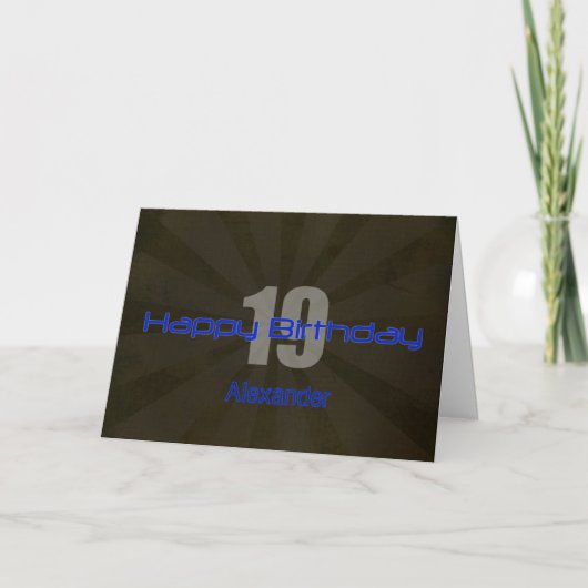 Carte Joyeux 19e anniversaire Ado noir et gris (Devant)