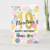 Carte Joyeux 19e anniversaire Pastel Arc-en-ciel et fill (Devant)