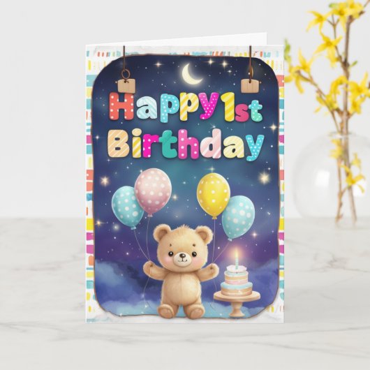 Carte Joyeux 1er anniversaire (Fleur jaune)