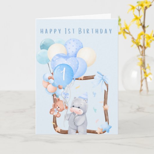 Carte Joyeux 1er anniversaire (Fleur jaune)