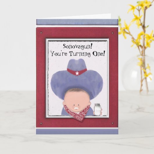 Carte Joyeux 1er anniversaire (Fleur jaune)