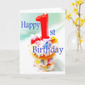 Carte Joyeux 1er anniversaire (Fleur jaune)