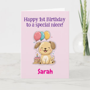 Carte Joyeux 1er anniversaire à une nièce spéciale, joli