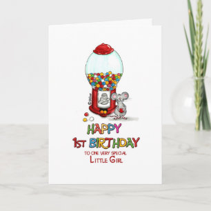 Carte Joyeux 1er anniversaire à une petite fille très sp
