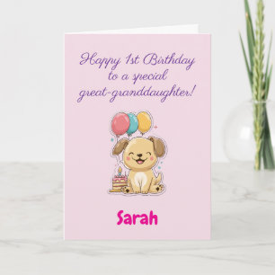 Carte Joyeux 1er Anniversaire Arrière-petite-fille, Chio