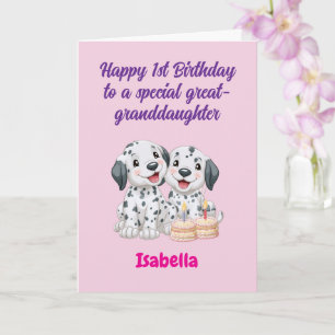 Carte Joyeux 1er anniversaire arrière-petite-fille, jume