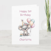 Carte Joyeux 1er anniversaire au koala mignon (Devant)