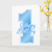 Carte Joyeux 1er anniversaire Blue Boy (Fleur jaune)
