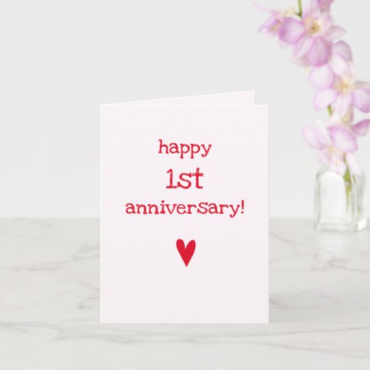 Carte Joyeux 1er Anniversaire Coeur Rouge Mou Zazzle Be
