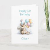 Carte Joyeux 1er anniversaire écureuil mignon (Devant)