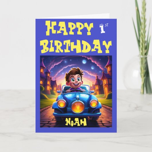 Carte Joyeux 1er anniversaire Noah (Devant)