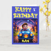Carte Joyeux 1er anniversaire Noah (Fleur jaune)