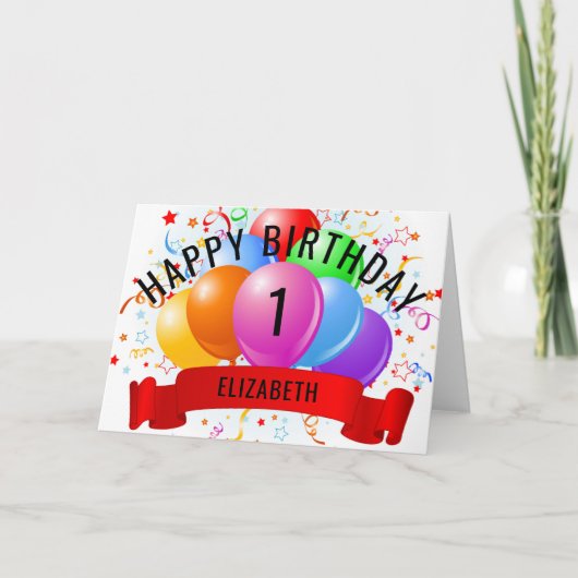 Carte Joyeux 1er anniversaire personnalisé  (Devant)