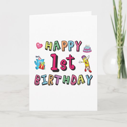 Carte Joyeux 1er anniversaire pour 1 an Enfants B jour s (Devant)