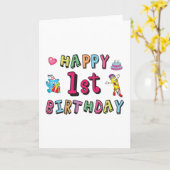 Carte Joyeux 1er anniversaire pour 1 an Enfants B jour s (Fleur jaune)