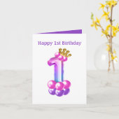 Carte Joyeux 1er anniversaire Princesse numéro un ajoute (Fleur jaune)
