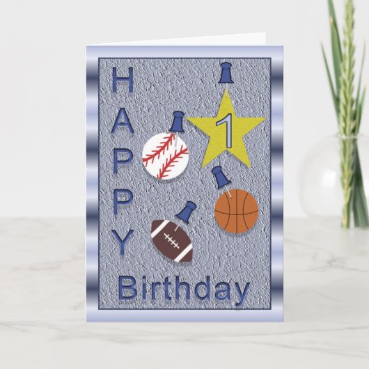 Carte Joyeux 1er Anniversaire Sport Thème (Devant)
