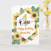 Carte Joyeux 1er anniversaire Sunflower Salutation (Fleur jaune)