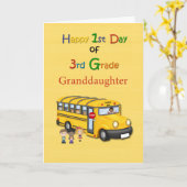 Carte Joyeux 1er jour de 3e année, petite-fille, école (Fleur jaune)