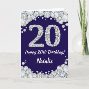Carte Joyeux 20e anniversaire Marine Bleu et Parties sci