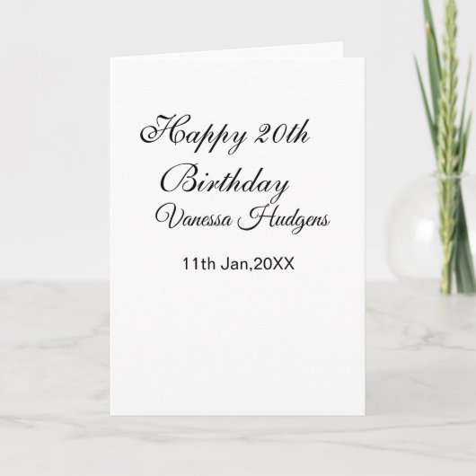 Carte Joyeux 20e anniversaire nom date simple minimal (Devant)