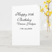 Carte Joyeux 20e anniversaire nom date simple minimal (Fleur jaune)