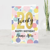Carte Joyeux 20e anniversaire Pastel Rainbow and Gold Gi (Devant)