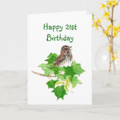 Carte Joyeux 21 Anniversaire de l'aquarelle Chanson Spar (Fleur jaune)