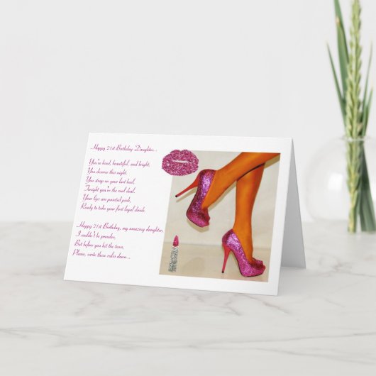 Carte Joyeux 21e anniversaire à une fille (Devant)