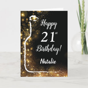 Carte Joyeux 21e anniversaire Black and Gold Parties sci