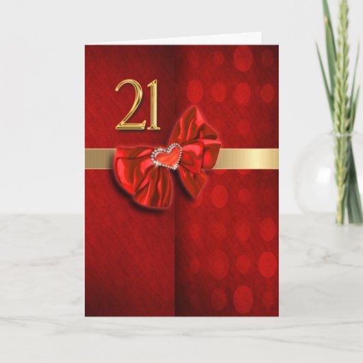 Carte Joyeux 21e anniversaire coeur élégant (Devant)