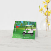 Carte Joyeux 21e Anniversaire Golf Avec Panier, Bière, H (Fleur jaune)