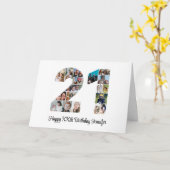 Carte Joyeux 21e anniversaire Numéro 21 Collage photo pe (Fleur jaune)
