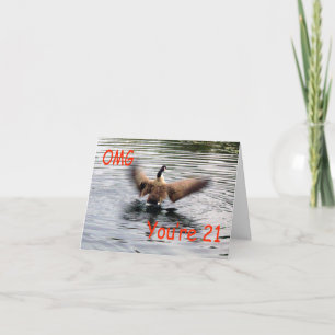 Carte Joyeux 21e anniversaire Oie battant