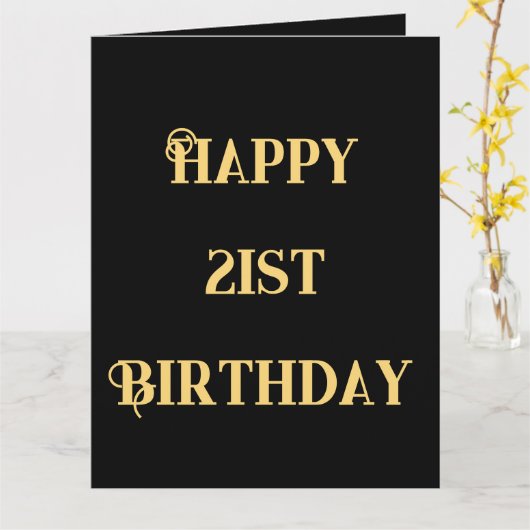 Carte Joyeux 21e anniversaire or jaune vingt et un âge (Fleur jaune)