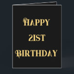 Carte Joyeux 21e anniversaire or jaune vingt et un âge<br><div class="desc">Conçu avec un modèle de texte jaune or pour le message "Happy 21st Birthday" que vous pouvez modifier pour changer l'âge selon vos besoins et aussi un arrière - plan de couleur personnalisé!</div>