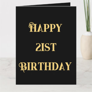 Carte Joyeux 21e anniversaire or jaune vingt et un âge