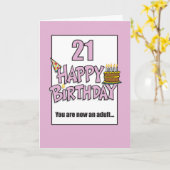 Carte Joyeux 21e anniversaire rose (Fleur jaune)