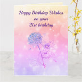 Carte Joyeux 21e anniversaire Salutation (Fleur jaune)