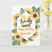 Carte Joyeux 21e anniversaire Sunflower Salutation (Fleur jaune)