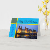 Carte Joyeux 22e anniversaire Caernarfon Castle (Fleur jaune)