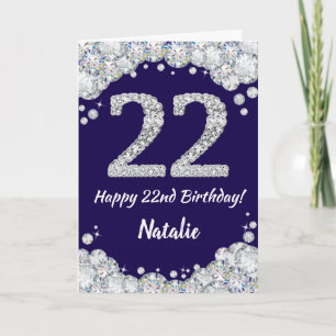 Carte Joyeux 22e anniversaire Marine Bleu et Parties sci